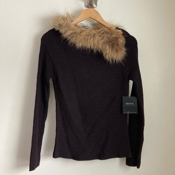 New Lord & Taylor Identity merino wool fur sweater - Picture 1 of 8